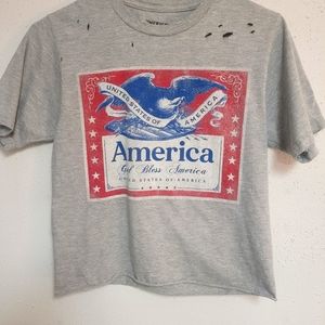 American Highway cropped distressed Tee